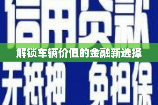 林州解锁车辆价值的金融新选择